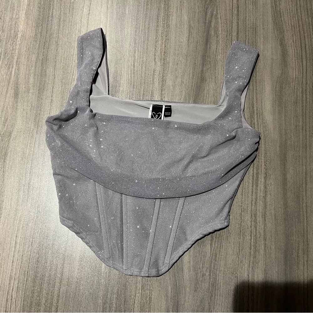 Windsor Sparkling Gray Crop Top